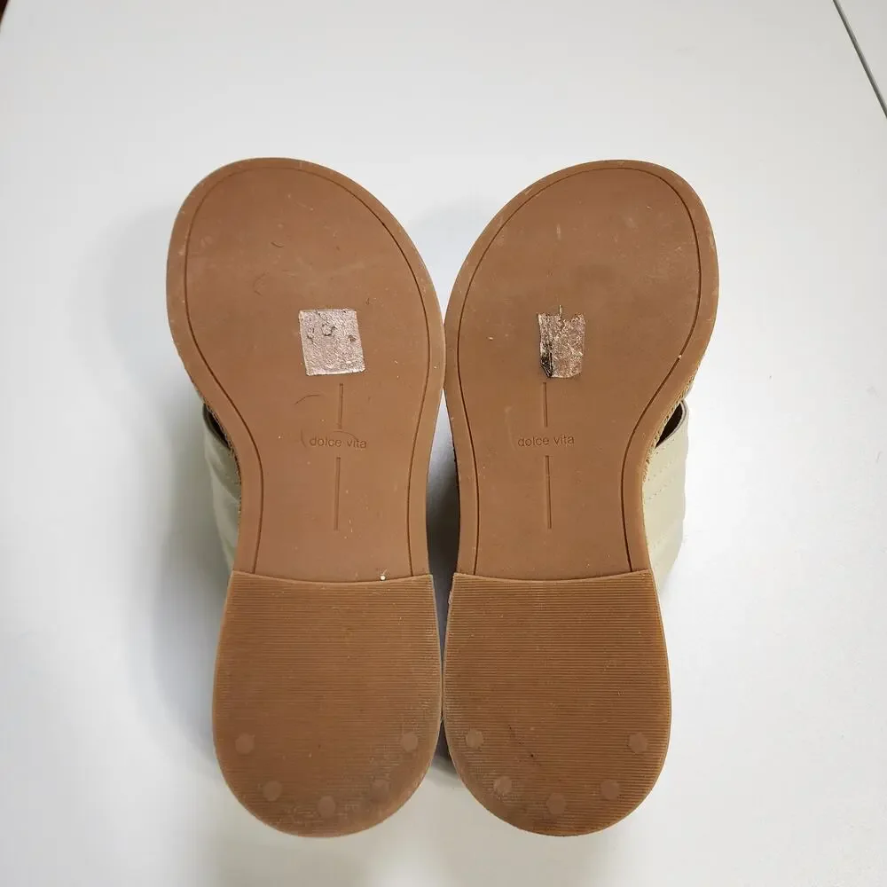 Dolce Vita Womens Weslee Sandals Size 10 Ivory Raffia‎ Platform Slip On Slides